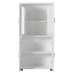 Whisen Minimalist Style Tall and Wide Storage Cabinet, Freestanding Cabinet with 4 Doors and Adjustable Shelves for Bathroom, Office - White