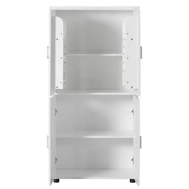 Whisen Minimalist Style Tall and Wide Storage Cabinet, Freestanding Cabinet with 4 Doors and Adjustable Shelves for Bathroom, Office - White