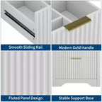 Modern Fluted Bathroom Vanity Set with Integrated Ceramic Basin Freestanding Bathroom Storage Vanity Cabinet with 3 Drawers for Contemporary Bathroom
