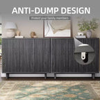 Acekool 46 Shoe Cabinet with Fluted Door, 5-Tier Storage Cabinet, Rustic Entryway Bench for Hallway, 41.5H