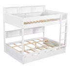 Luxystar Modern Full over Full Bunk Bed with Shelves and Trundle