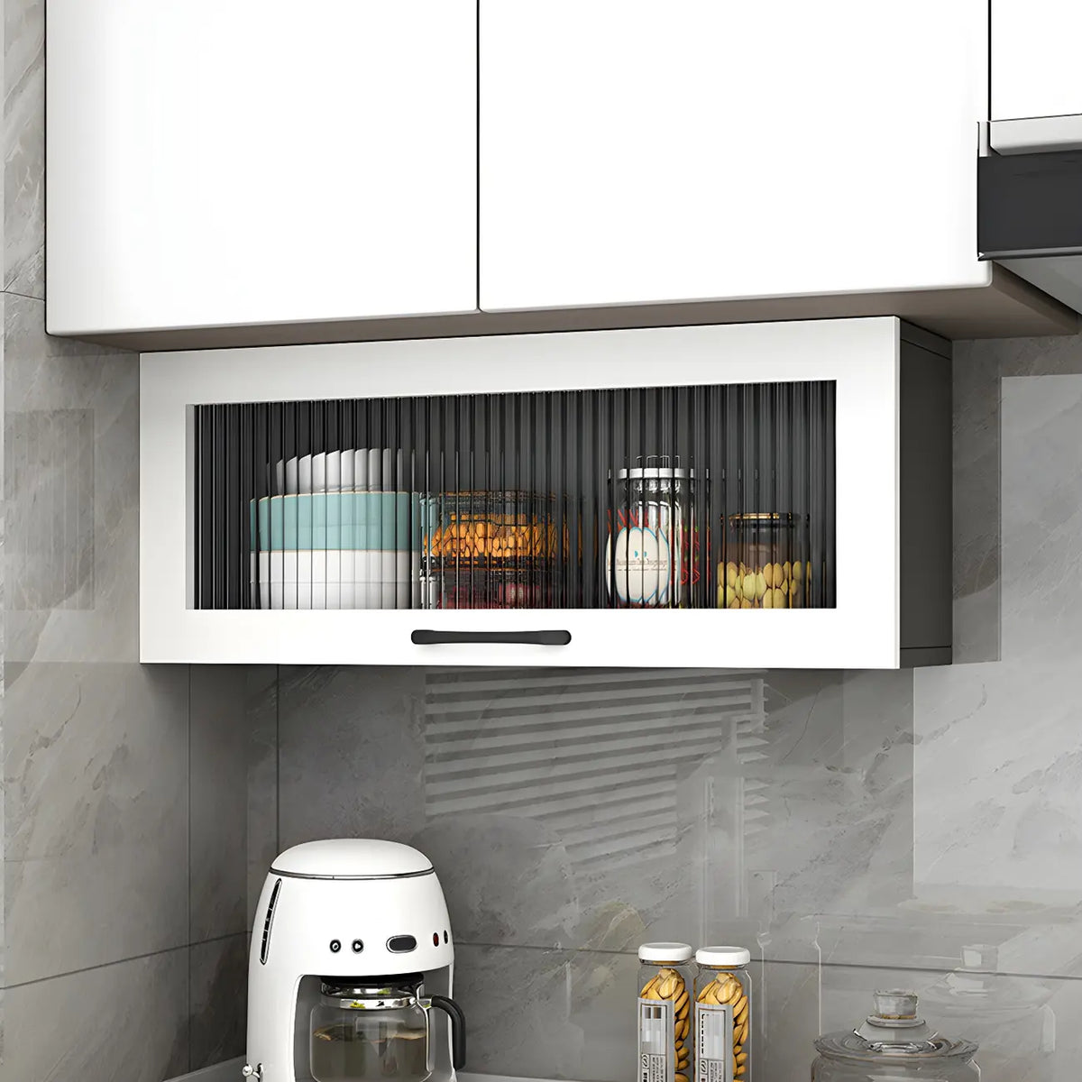 Kitchen White Wood Wall-Mounted Storage China Cabinets