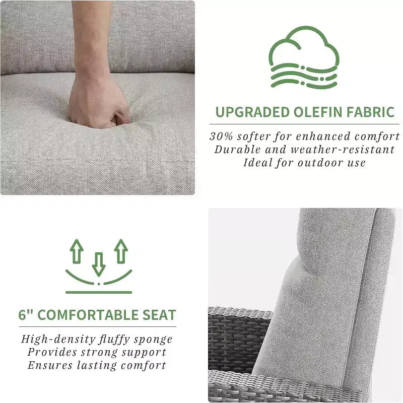 Outdoor Wicker Recliner with Adjustable Back and Footrest, Reclining Patio Chair with Independent,Outdoor Recliner Chair with Cushion