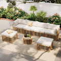 Whisen Weather-Resistant Rattan Outdoor Sectional Sofa Set Patio Couch Set with Thick Cushions and Pillows, Freely Combined Conversation Sets