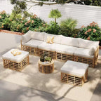 Whisen Weather-Resistant Rattan Outdoor Sectional Sofa Set Patio Couch Set with Thick Cushions and Pillows, Freely Combined Conversation Sets