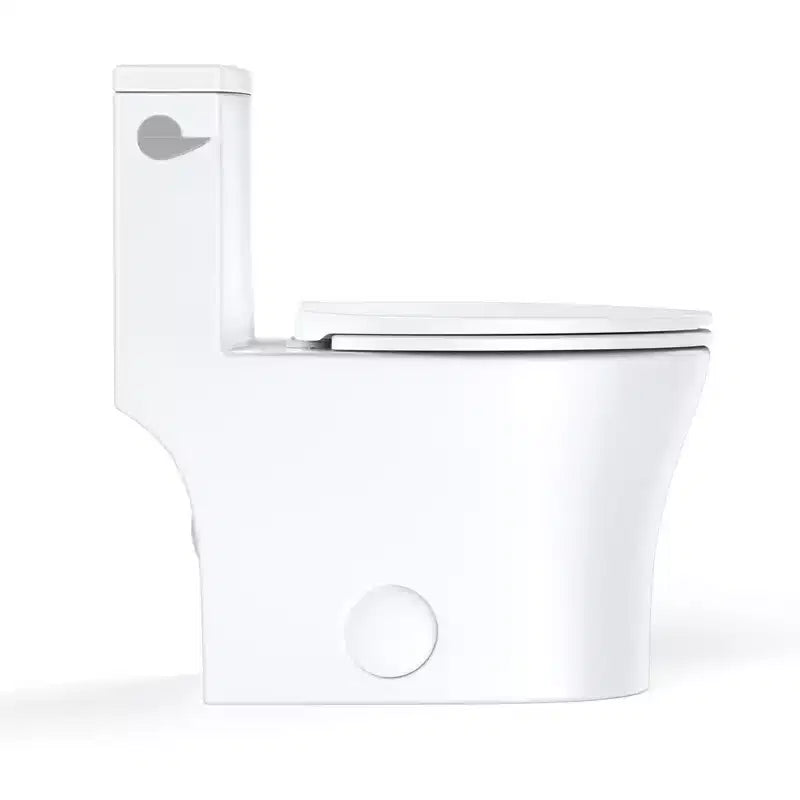 Toilette Commerciale Allongée Double. Hauteur Confort 16 avec Abattant à Fermeture Douce. Blanc