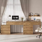 Lantine Computer Desk with 5 Drawers, Wood Executive Desk with File Cabinet and Printer Stand for Home Office, Small Spaces