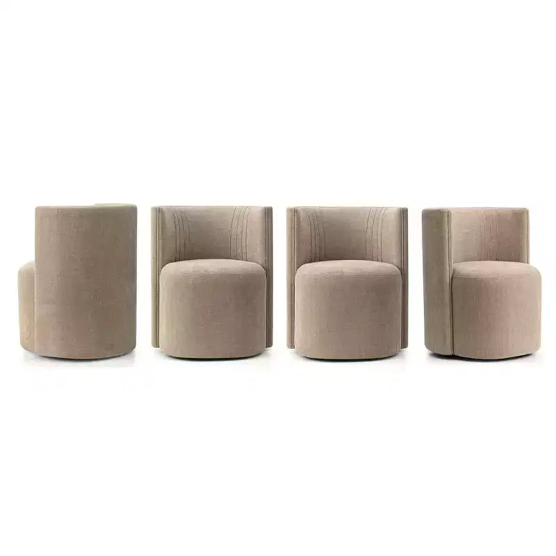 Lot de 4 chaises de salle à manger modernes pivotantes, chaises sans accoudoirs rembourrées en tissu texturé avec dossier incurvé pour salle à manger ou cuisine - Panipeachy