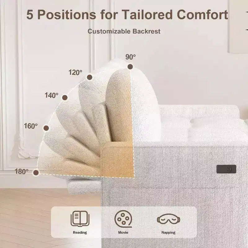 104 U-Shaped Convertible Sleeper Sofa Bed with Storage