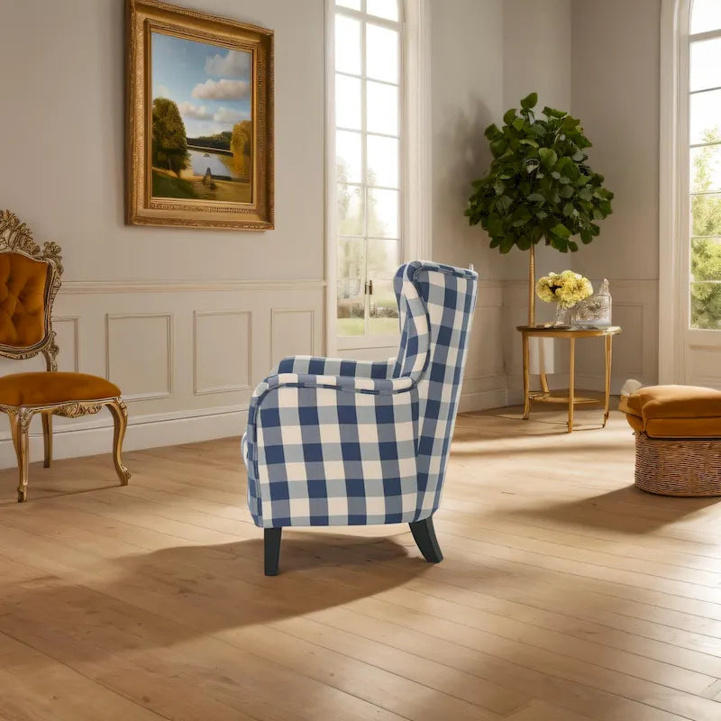 Modern Retro 30.25 High Back Upholstered Arm Chair with Wood Legs for Living Room