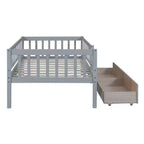 Twin Size Low Daybed with Storage Drawers, Wood Twin Platform Bed Frame with Rails for Boys and Girls Bedroom