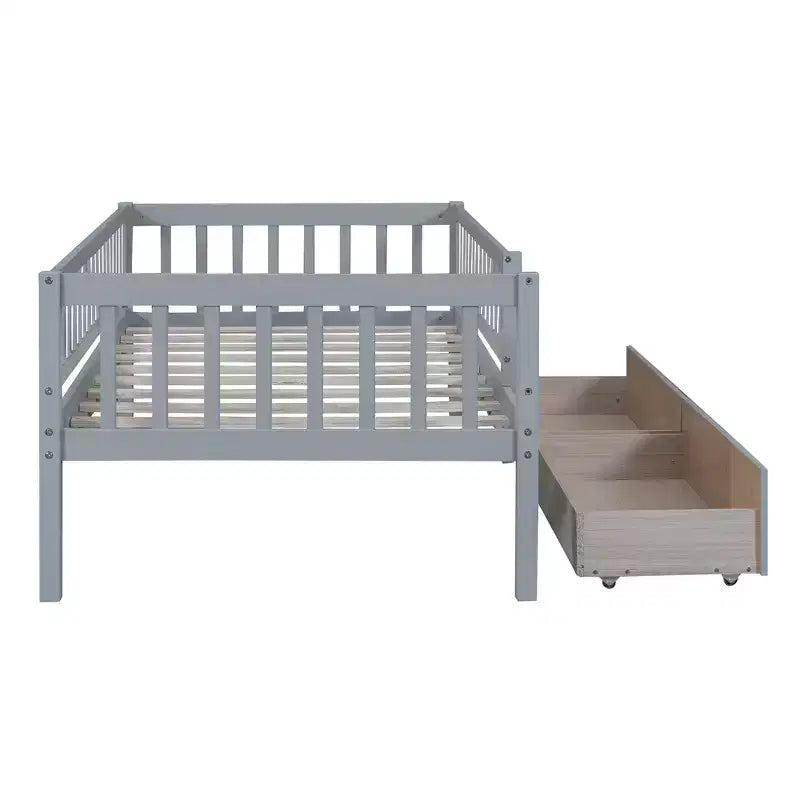 Twin Size Low Daybed with Storage Drawers, Wood Twin Platform Bed Frame with Rails for Boys and Girls Bedroom