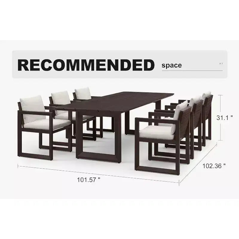 PURPLE LEAF Outdoor Dining Set Aluminum Luxury Patio Furniture Table and Chairs Set with Removable Thick Cushion