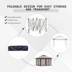 Outsunny 12 x 12 Pop Up Canopy Sun Shade Instant Tent Folding with Mesh Sidewall Netting, 3-Level Adjustable Height