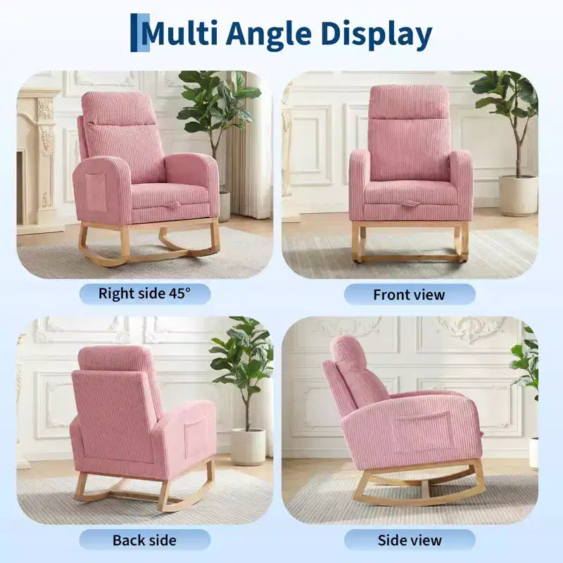Fauteuil à bascule pour chambre d'enfant, Fauteuils à bascule d'allaitement avec repose-pieds, Fauteuil inclinable à bascule confortable avec pochette latérale, pour salon, chambre à coucher