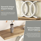 Vintage Console Table with Geometric Base Wooden Hallway Table