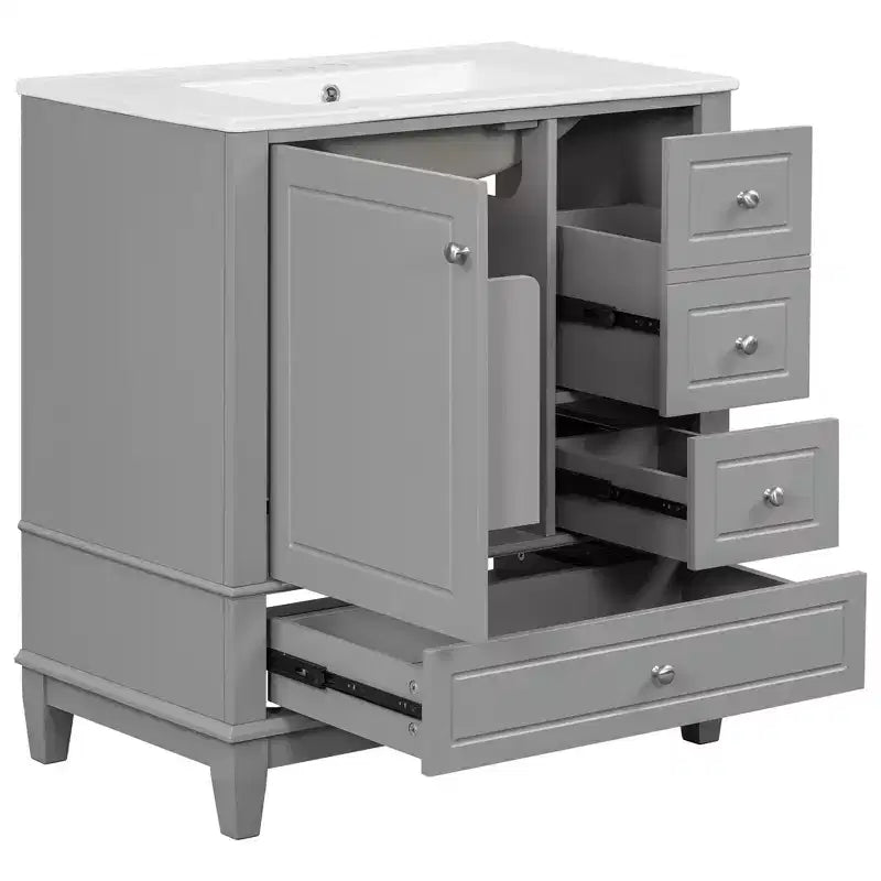 30 Bathroom Vanity Sink Combo, Bathroom storage Cabinet with Drawers and Shelf, Single Sink Bathroom Vanity