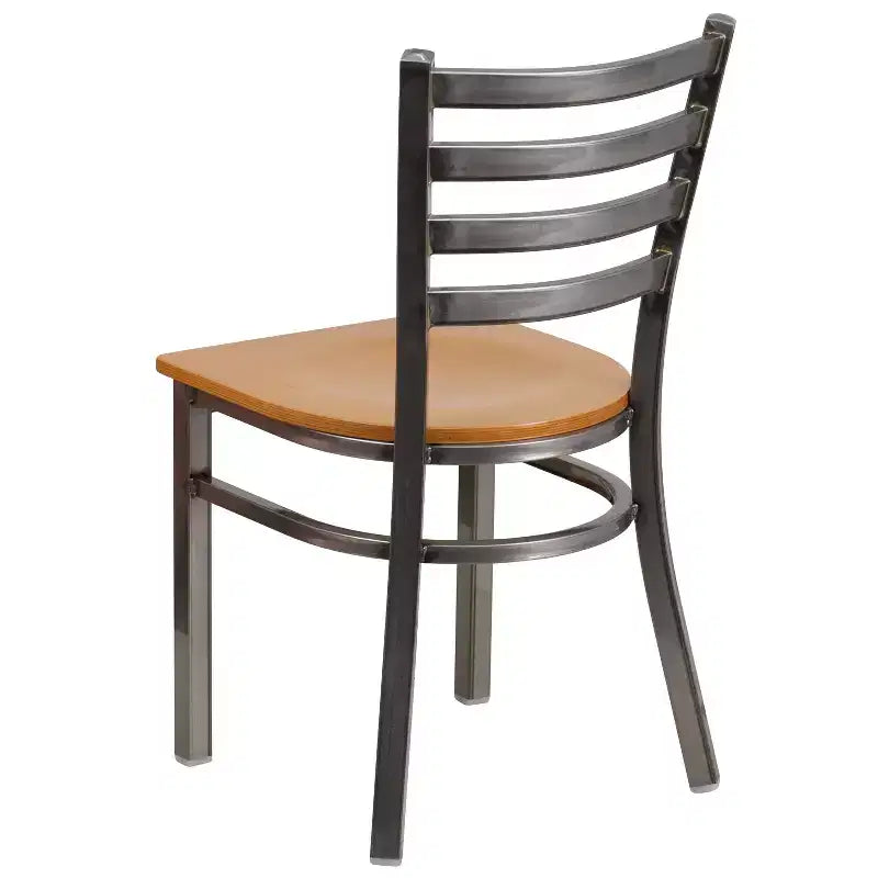 Emma and Oliver 2 Pack Clear Coated Ladder Back Metal Restaurant Chair