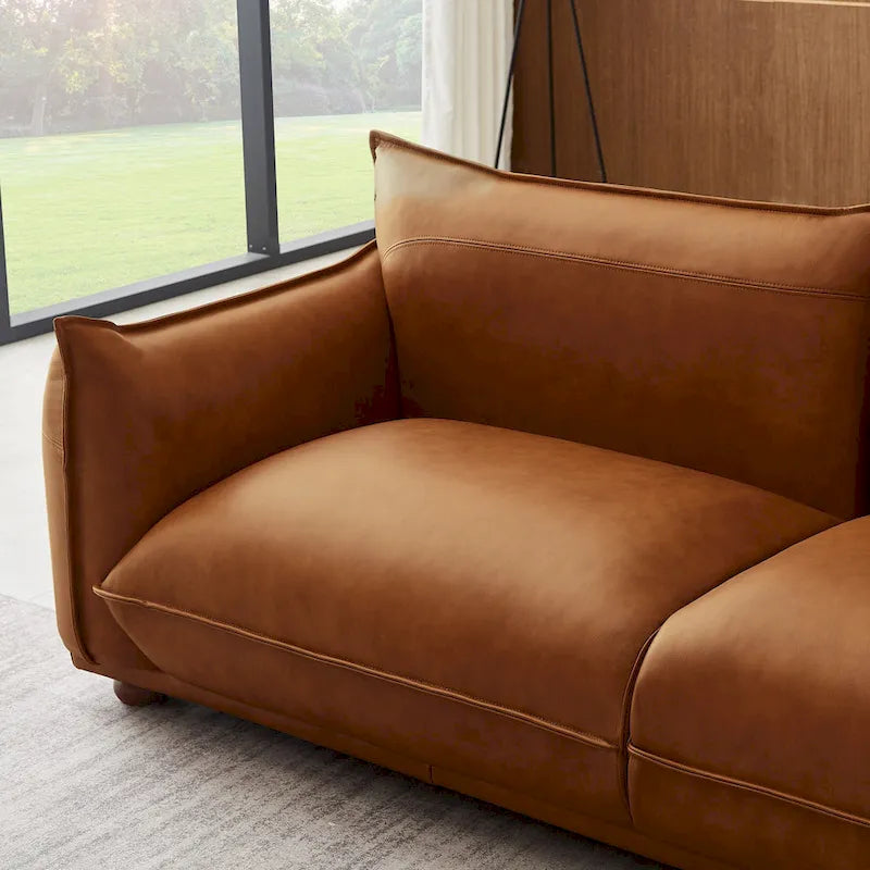 Canapé Manar en cuir véritable, luxe moderne du milieu du siècle