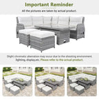 Outdoor Rattan Sectional Sofa Set with Adjustable Table & Recliners