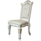 23 Vendome Dining Chair PU, Antique Pearl Finish, Floral Motif - Acme Furniture