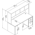72 Office Desk with Hutch & 3-Drawer Mobile File Cabinet