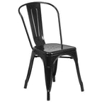 Emma and Oliver Commercial Grade 31.5 Square Metal Indoor-Outdoor Table Set with 4 Stack Chairs