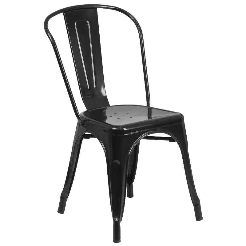 Emma and Oliver Commercial Grade 31.5 Square Metal Indoor-Outdoor Table Set with 4 Stack Chairs