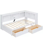 White / Wood Twin Size Daybed with Storage Drawers, Cabinets & USB Ports 窶・1 Person