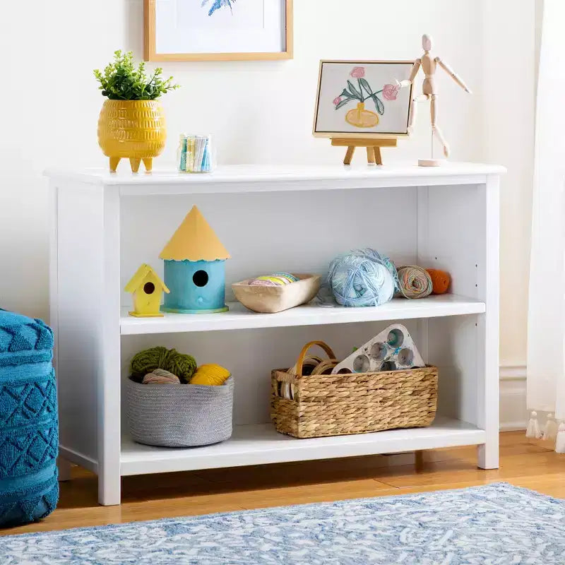 2-Shelf Pine Wood Bookcase 38x12x42, Adjustable Shelves for Bedrooms or Playrooms