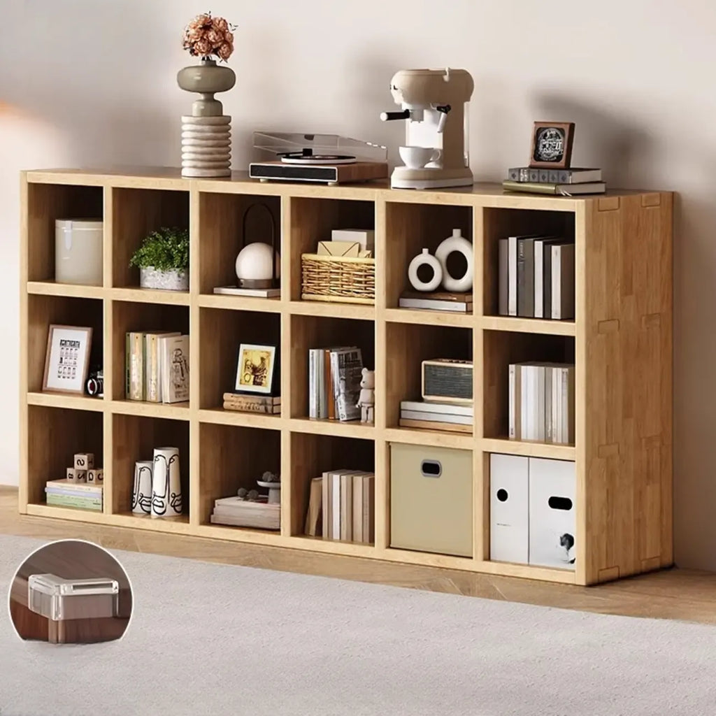 Modern Horizontal Wood 8-Cube Natural Finish Bookcase