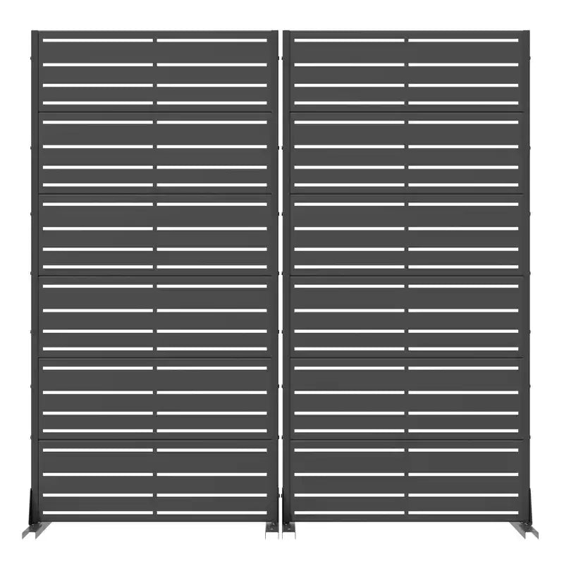 Wide-Narrow A Louvered Black Galvanized Steel Room Divider, 72x35x16, 6- Double-Sided Home Screen