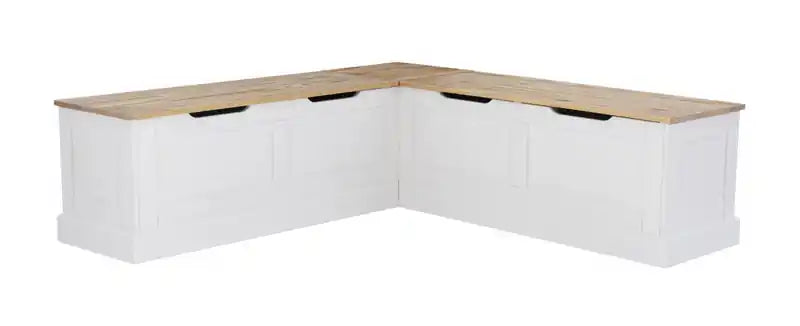 Backless Corner Nook Dining Bench - Natural and White