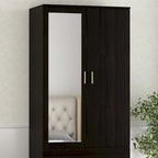 Armoire à deux portes avec miroir, blanc/brun foncé, 31,5L x 72H po – 31,5L x 72H po
