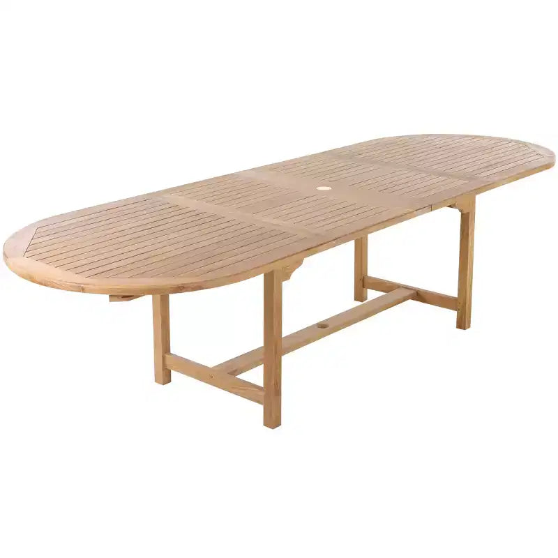 Nordic Teak 79-118 Adjustable 6-8 Person Natural Outdoor Dining Table - Beige