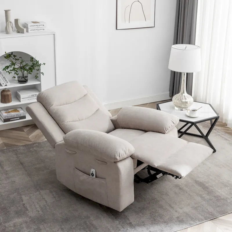 Velvet Adjustable Massage Function Power Recliner Chair with Heating System