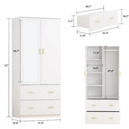 Armoire à deux portes avec miroir, blanc/brun foncé, 31,5L x 72H po – 31,5L x 72H po