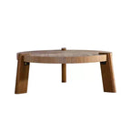 Rustic Round Wood Coffee Table, Natural Center Table Accent Table - ModernLuxe