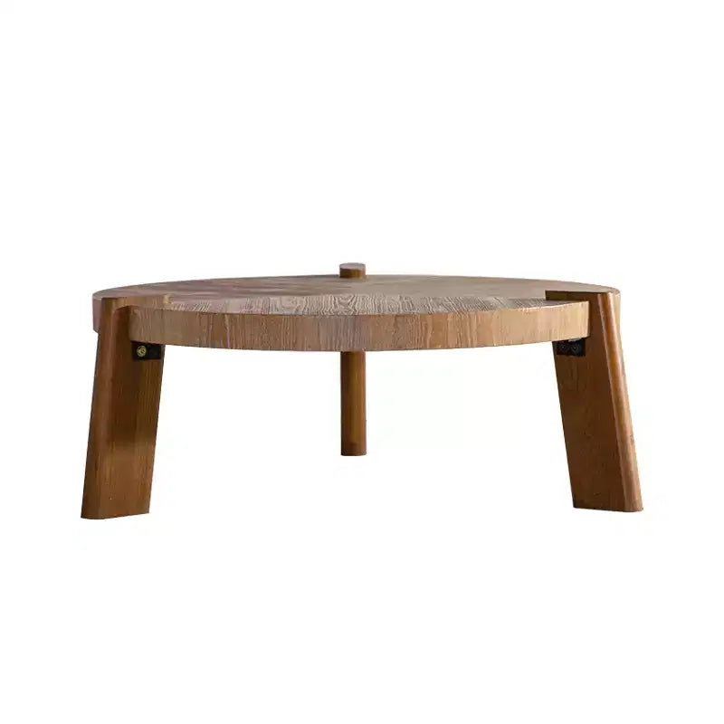 Rustic Round Wood Coffee Table, Natural Center Table Accent Table - ModernLuxe