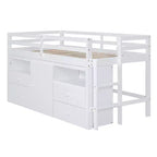 Luxystar Modern Twin Low Loft Bed with 4 Drawers, Cabinet and Shelves for Bedroom,