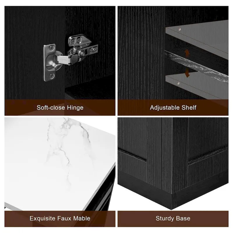 82.7 Wooden 4-6 Person Kitchen Island with Extendable Dining Table and Double-sized Storage