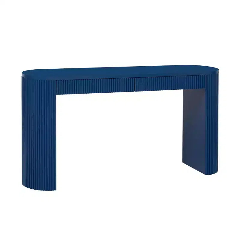 58.2IN Console Table with Adjustable Arched Sturdy Legs, Entryway Table with Large Top and Dual Drawers, Accent Table for Living Room