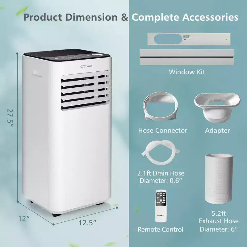 Climatiseur portable Costway 10000 BTU 3-en-1 refroidisseur d'air avec ventilateur déshumidificateur mode veille