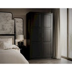 100% Solid Wood 2-Door Urban Wardrobe Armoire with Solid and Mirrored Doors