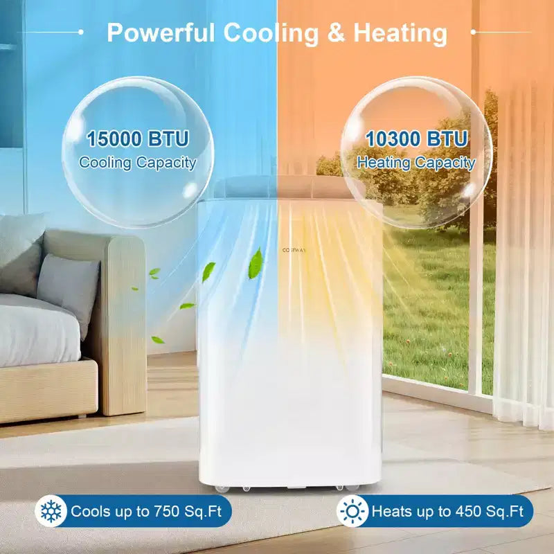 Costway 15000 BTU Inverter Portable Air Conditioner with Fan, Dehumidifier, Auto Swing