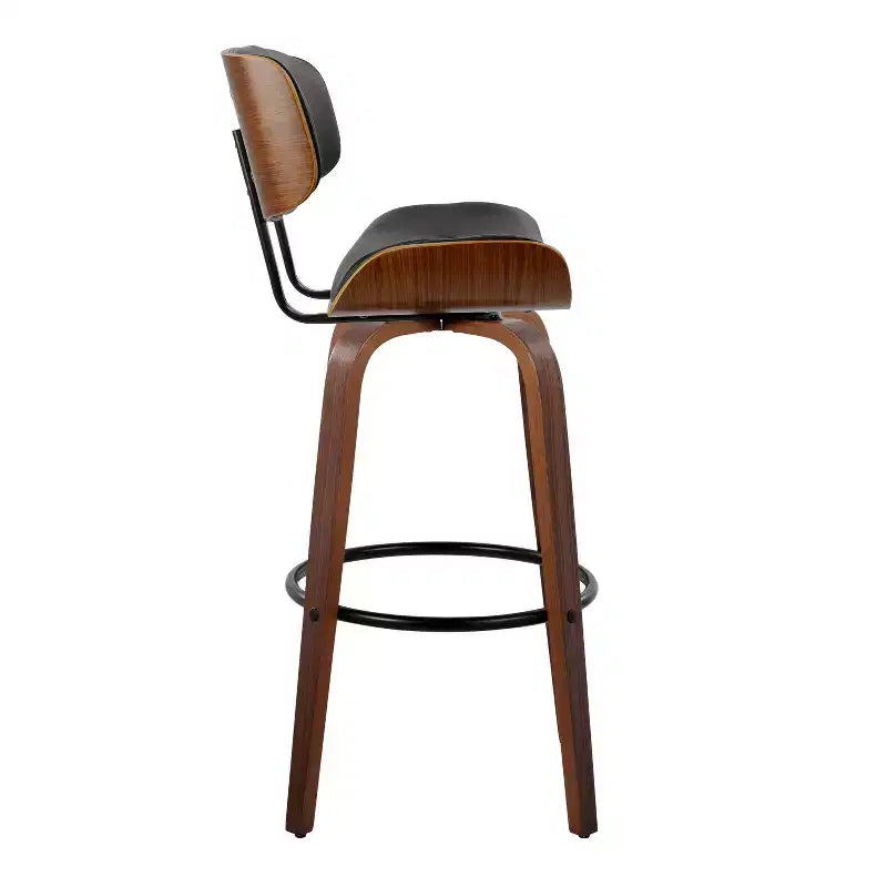 Set of 2 Lombardi Barstools Walnut/Black - LumiSource: Mid-Century Fixed-Height, Tufted, 30.5 Seat