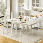 VECELO Solid Wood Dining Chairs with Linen Fabric Seating, Dining Chairs Set of 2/4/6