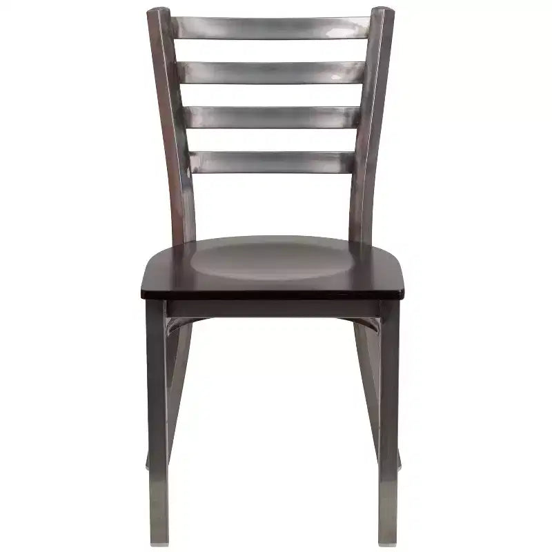 Emma and Oliver 2 Pack Clear Coated Ladder Back Metal Restaurant Chair