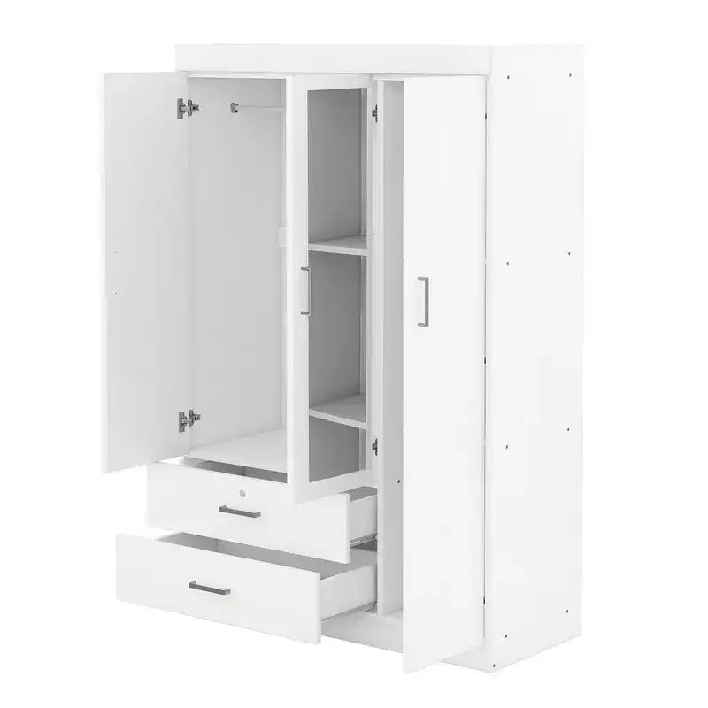 3-Door Wardrobe with Shelves and 2 Drawers, Clothing Armoire 4A - ModernLuxe