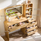 Vanity Desk with 35.4 LED Mirror and Lights, Modern Makeup Vanity Table with Charging Station & Adjustable Shelves